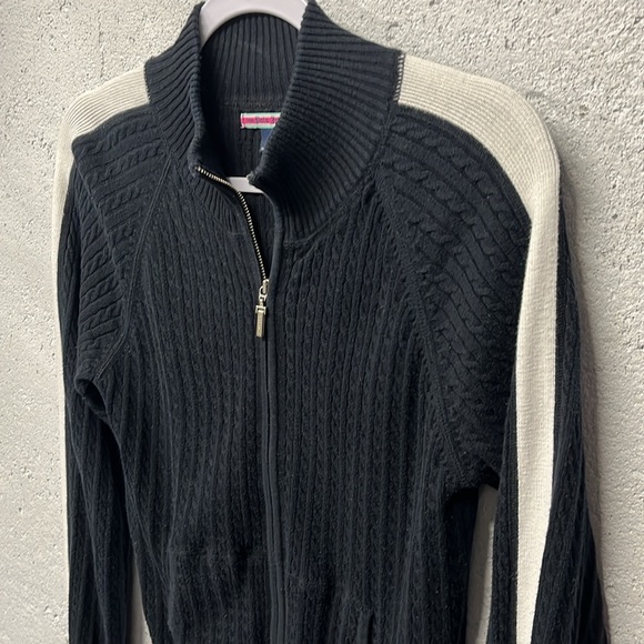 *Ralph Lauren Polo Jeans Cardigan Sweater Zip Navy Blue White Cable Knit Pockets - Picture 2 of 8